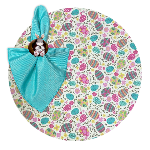 Kit Sousplat Completo Mesa Posta de Páscoa Coelho Colorido com Guardanapos e Pg