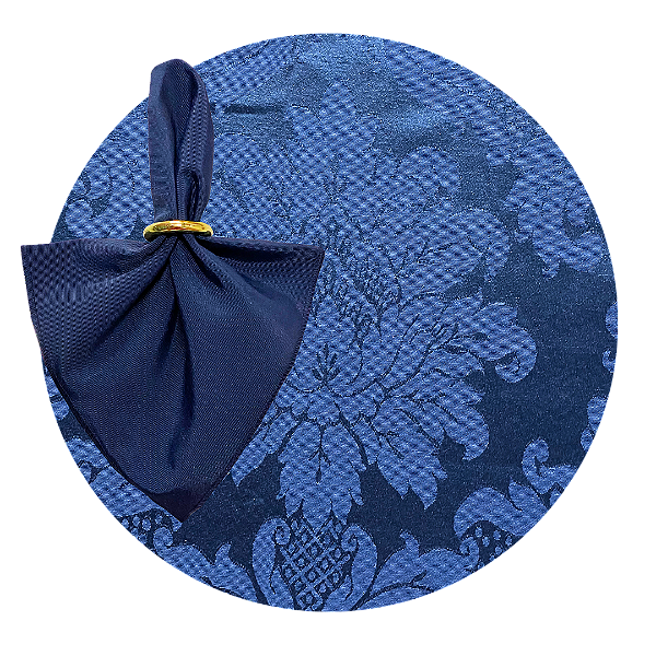 Kit Sousplat Completo Mesa Posta Azul Jacquard com Guardanapos e Pg