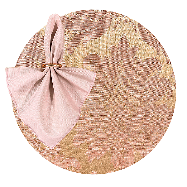 Kit Sousplat Completo Mesa Posta Rosê Rosa Jacquard com Guardanapos e Pg