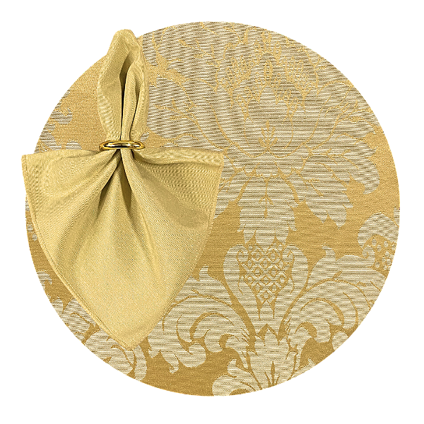 Kit Sousplat Completo Mesa Posta Dourado Jacquard com Guardanapos e Pg