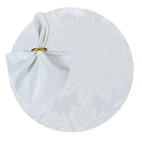 Kit Sousplat Completo Mesa Posta Branco Off white Jacquard com Guardanapos e Pg