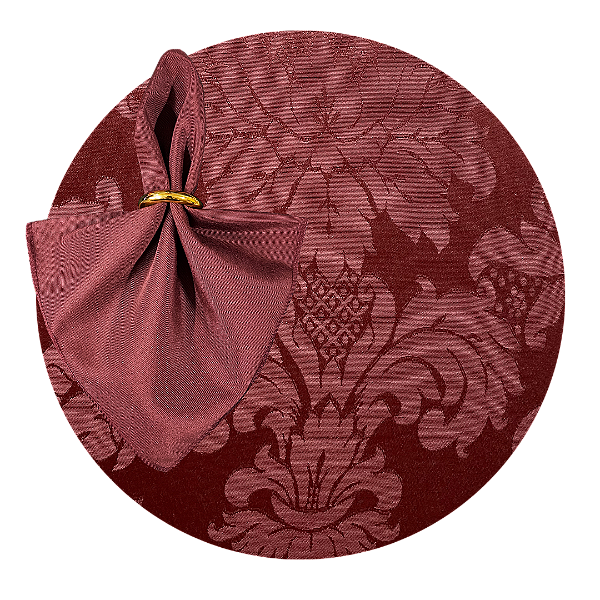 Kit Sousplat Completo Mesa Posta Vinho Jacquard com Guardanapos e Pg
