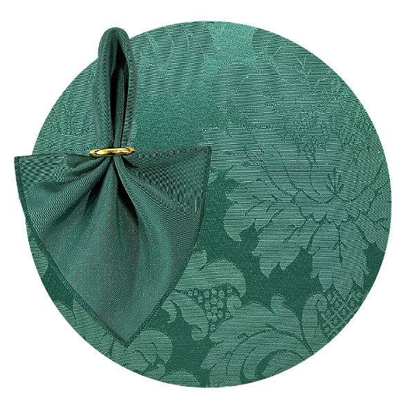 Kit Sousplat Completo Mesa Posta Verde Esmeralda Escuro Jacquard com Guardanapos e Pg