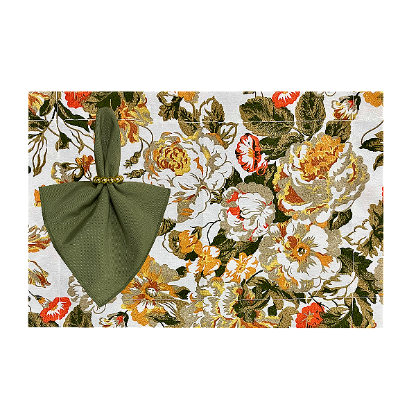 Kit Jogo Americano Completo Mesa Posta Florida Flowers