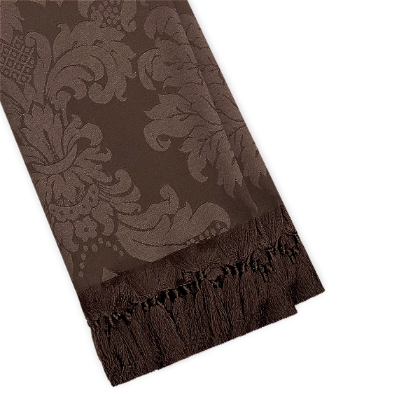 Manta Xale de Sofá e Cama Decorativa Jacquard Medalhão Marrom
