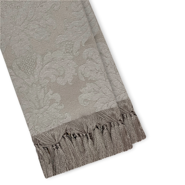 Manta Xale de Sofá e Cama Decorativa Jacquard Medalhão Cinza
