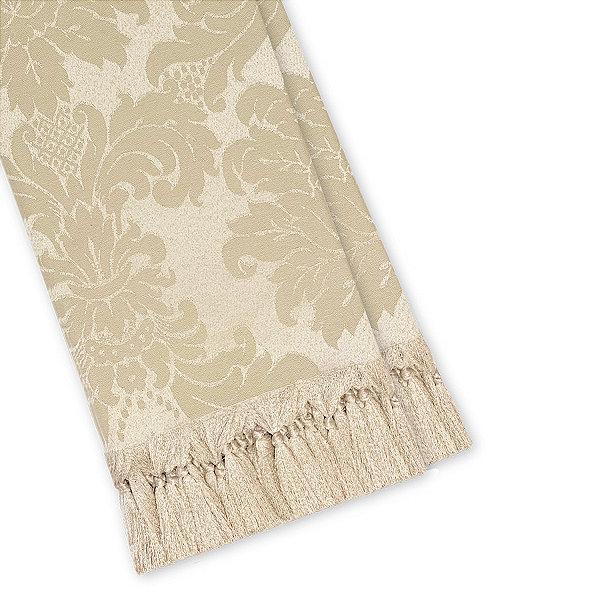 Manta Xale de Sofá e Cama Decorativa Jacquard Medalhão Bege