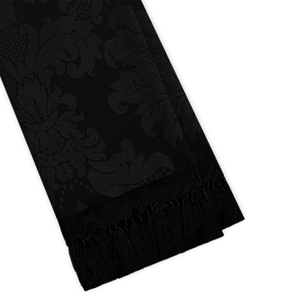 Manta Xale de Sofá e Cama Decorativa Jacquard Medalhão Preto