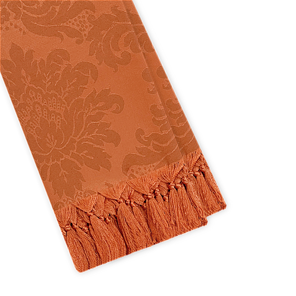 Manta Xale de Sofá e Cama Decorativa Jacquard Medalhão Terracota Cobre Terroso