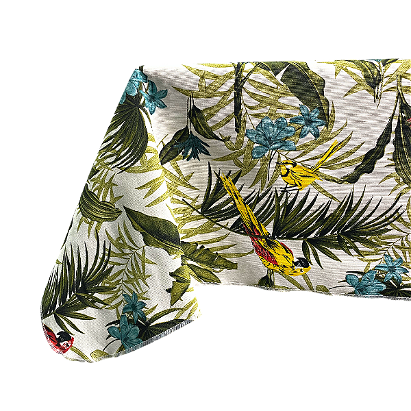 Toalha de Mesa Retangular Estampada Aves Pássaros Tropical