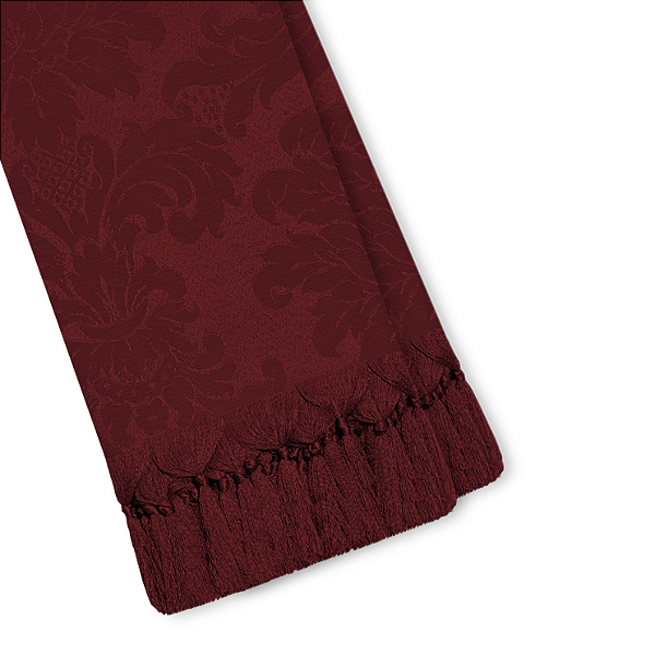 Manta Xale de Sofá e Cama Decorativa Jacquard Medalhão Vinho