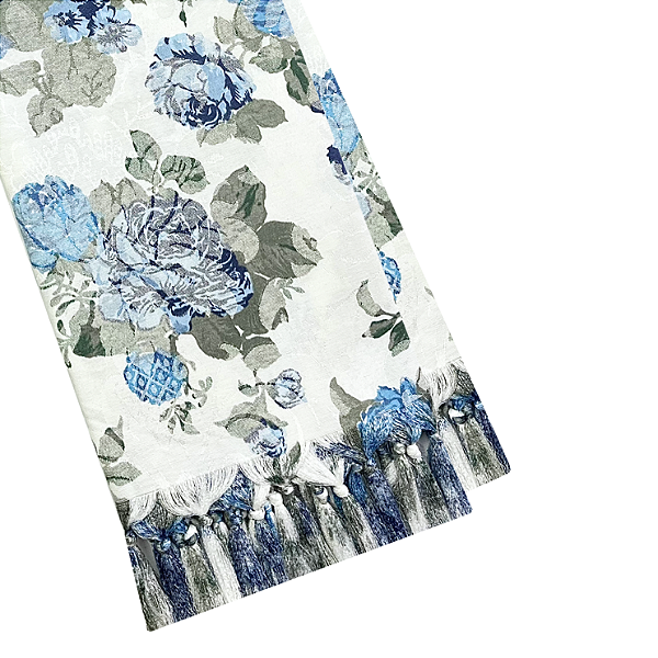 Manta Xale de Sofá e Cama Decorativa Jacquard Floral