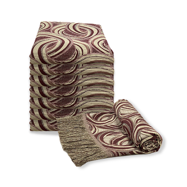 Manta Xale de Sofá e Cama Decorativa Rústica Franja Lisa Vinho 1,40 x 1,70