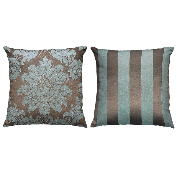 Kit 2 Capas de Almofada Decorativa Jacquard Medalhão e Listrado 45 X 45