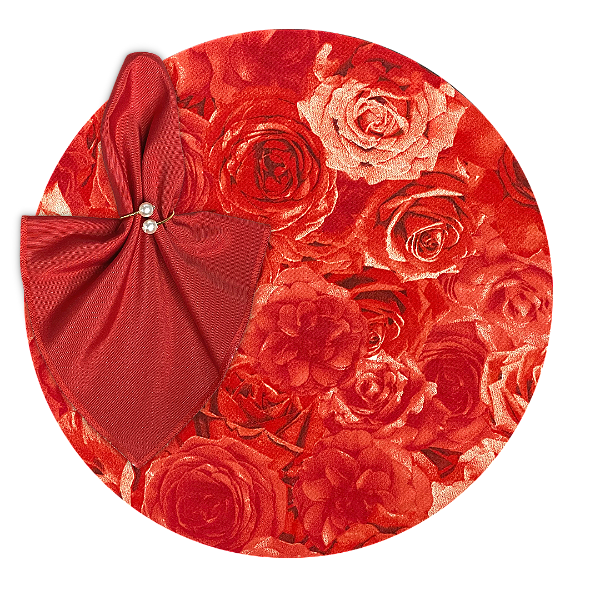 Kit Capas de Sousplat Mesa Posta Rosas Flor com Guardanapos e Porta Guardanapos