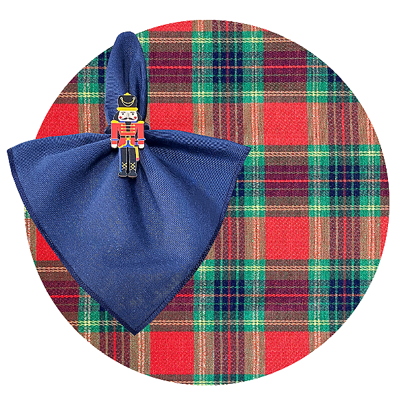 Kit Capas de Sousplat de Natal Xadrez Guardanapos e Porta Guardanapos