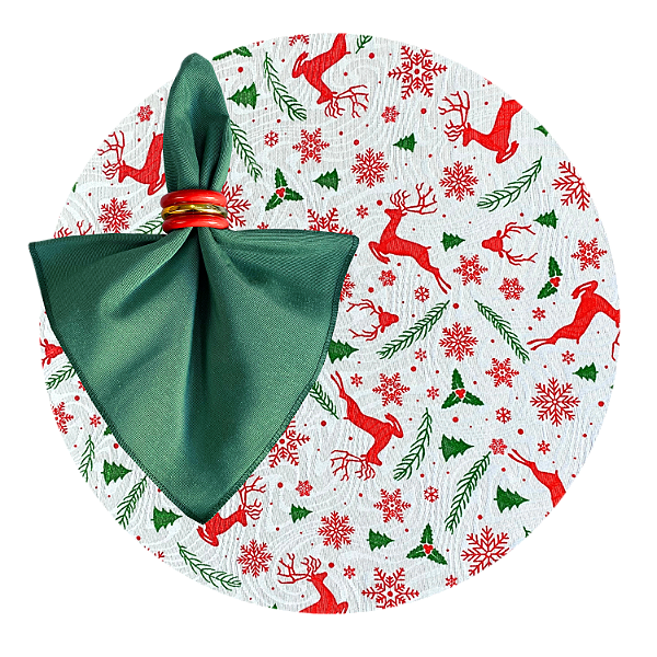 Kit Capas de Sousplat Estampada de Natal com Guardanapos e Porta Guardanapos