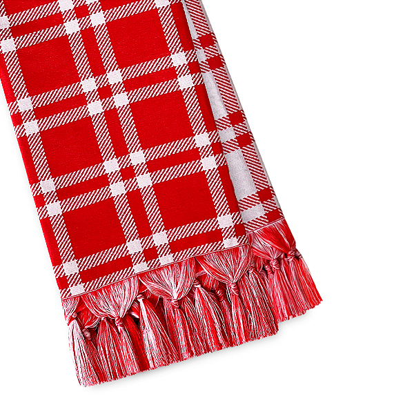 Manta Xale de Sofá e Cama Dupla face Xadrez Vermelho Natalina Rústica