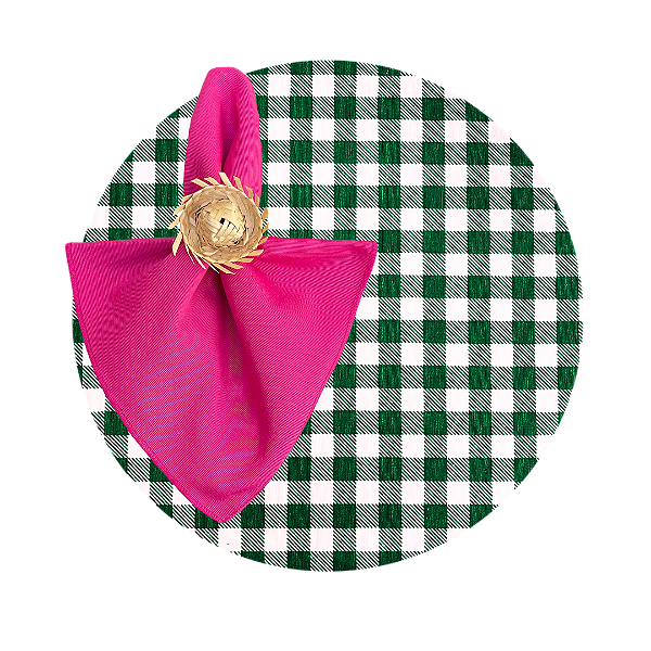 Kit Capas de Sousplat Mesa Posta Xadrez Festa Junina Arraiá com Guardanapos e Porta Guardanapos