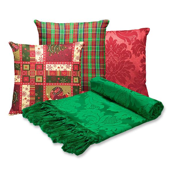 Kit Manta Xale de Sofá Verde Natalina com 3 Capas de Almofadas Decorativas