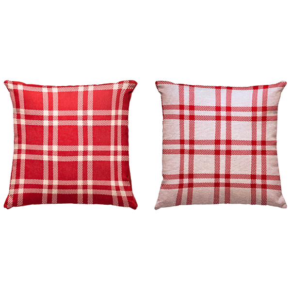Kit 2 Capas de Almofadas Decorativas de Natal Xadrez Vermelho 45 X 45
