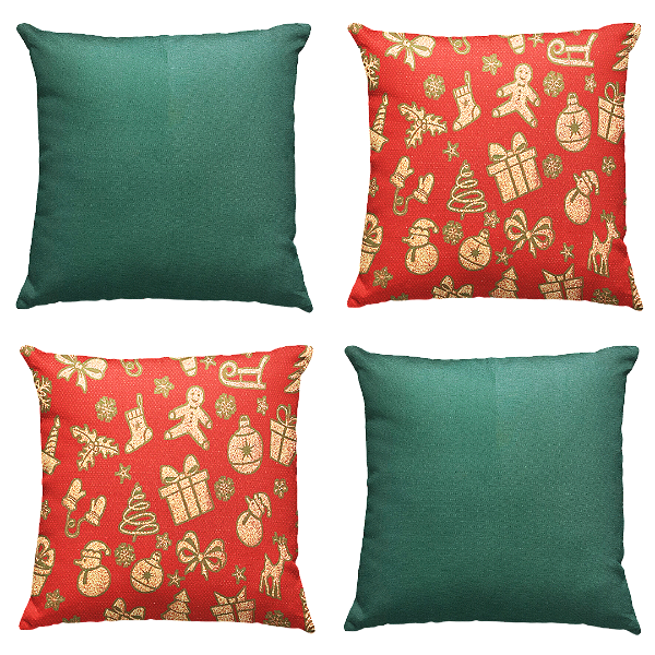 Kit 4 Capas de Almofadas Decorativas de Natal Brilhante 45 X 45