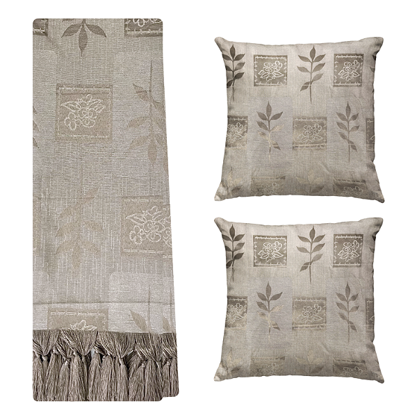 Kit Manta Xale de Sofá Decorativa Patchwork com 2 Capas de almofadas