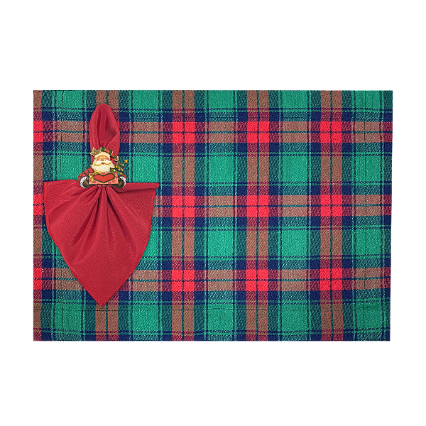 Kit Jogo Americano Completo Mesa Posta de Natal Xadrez Natalino