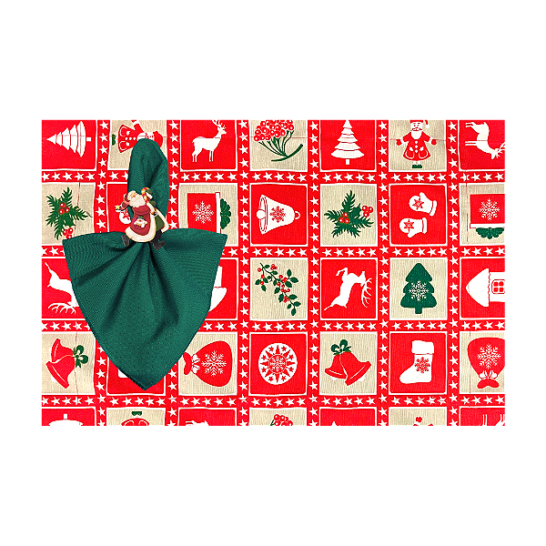 Kit Jogo Americano Completo Mesa Posta de Natal Estampado Natalino