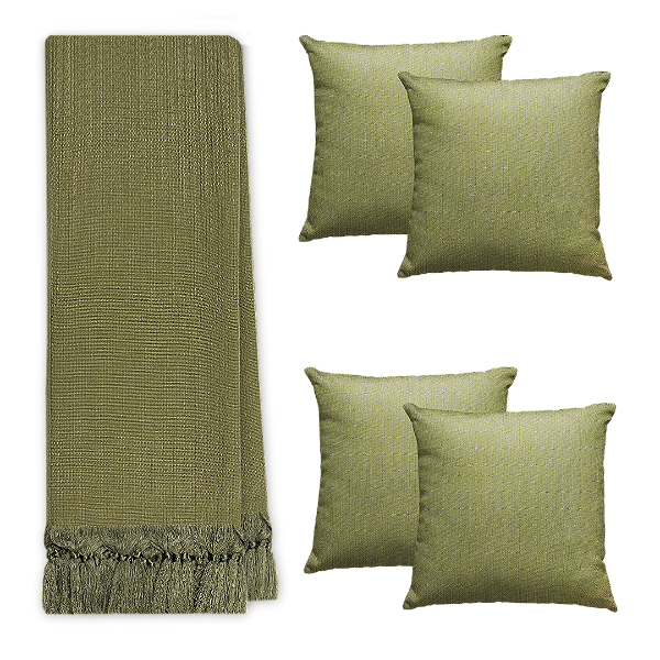 Kit Manta Xale de Sofá Noor Decorativa com 4 Capas de almofadas