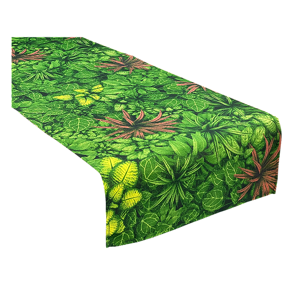 Trilho Caminho de Mesa Estampado Folhagem