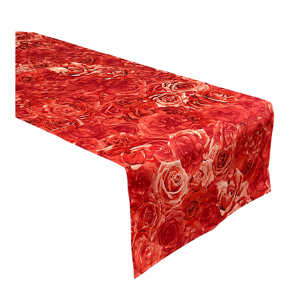 Trilho Caminho de Mesa Estampado Rosas Floral