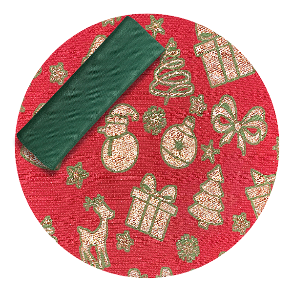 Kit Capas de Sousplat com Guardanapos de Natal Natalino Lurex
