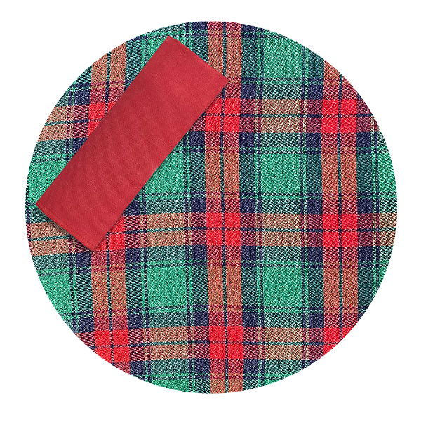 Kit Capas de Sousplat com Guardanapos de Natal Xadrez Natalino