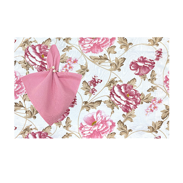 Kit Jogo Americano Completo Mesa Posta Floral