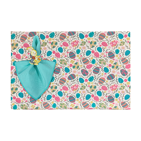 Kit Jogo Americano Completo Mesa Posta De Páscoa Coelho Estampado