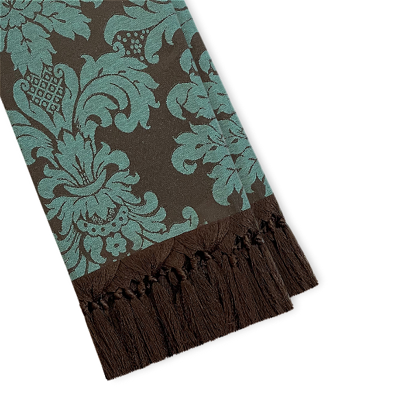 Manta Xale de Sofá e Cama Decorativa Jacquard Medalhão Turquesa