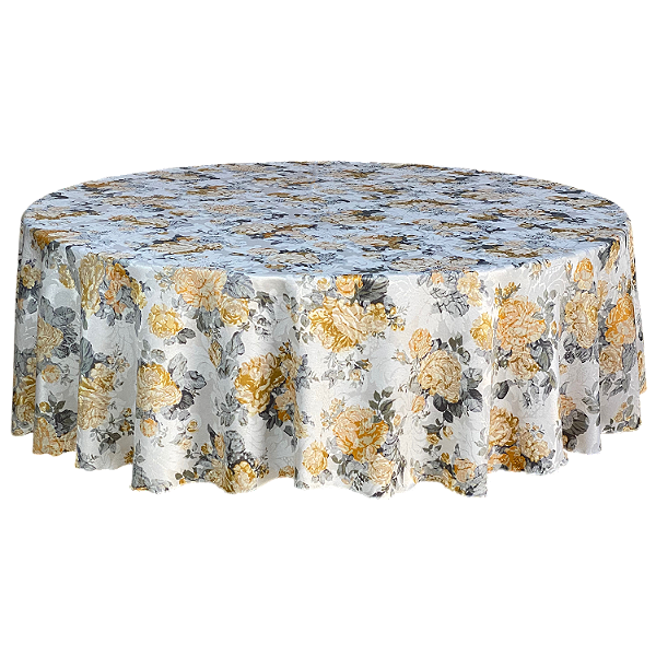 Toalha De Mesa Redonda Estampada Floral Luxuosa Decorativa Mesa Posta