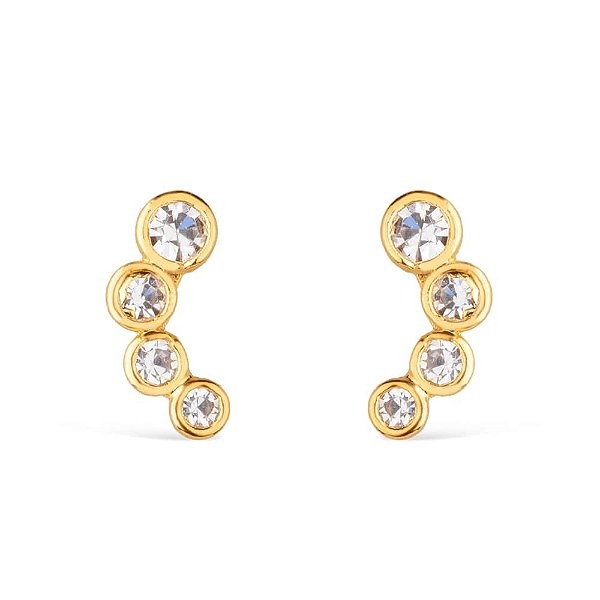 Brinco Dourado com 4 Pontos de Luz em Zircônia