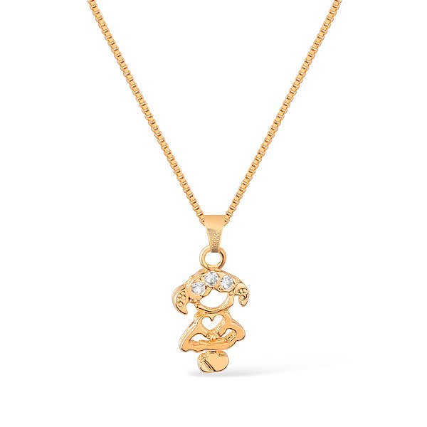 Colar Dourado Filha com Zircônia