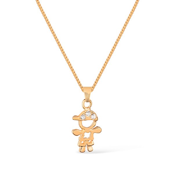 Colar Dourado Filho com Zircônia