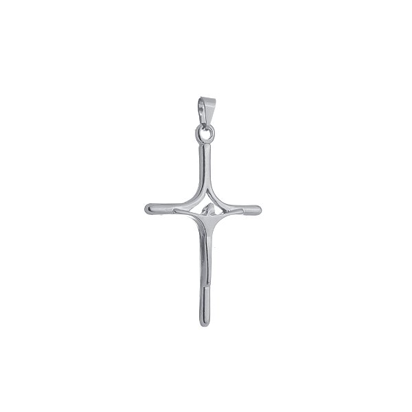 Pingente Prateado Crucifixo Minimalista