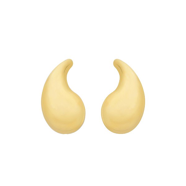 Brinco Dourado Gota Curvada Média