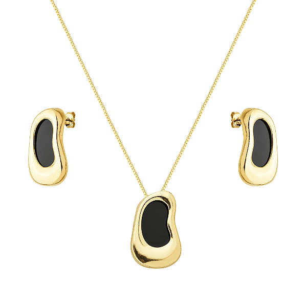 Conjunto Dourado Orgânico Preto