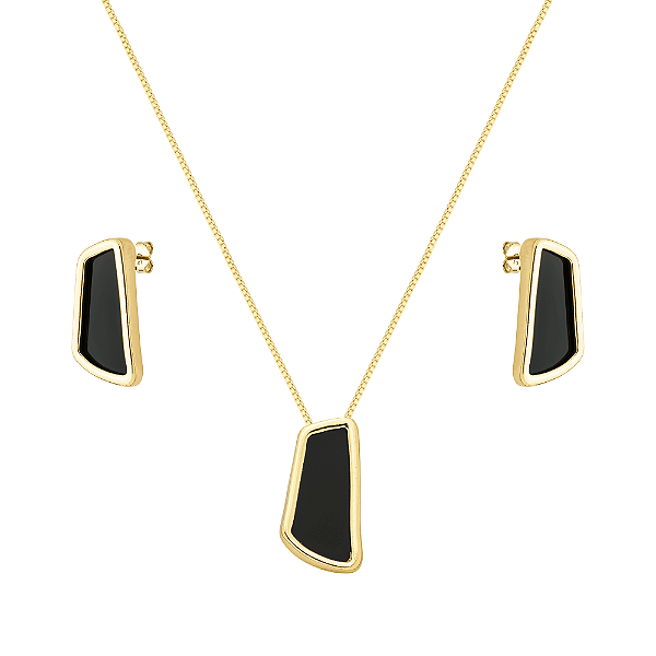 Conjunto Dourado Estilo Orgânico Preto