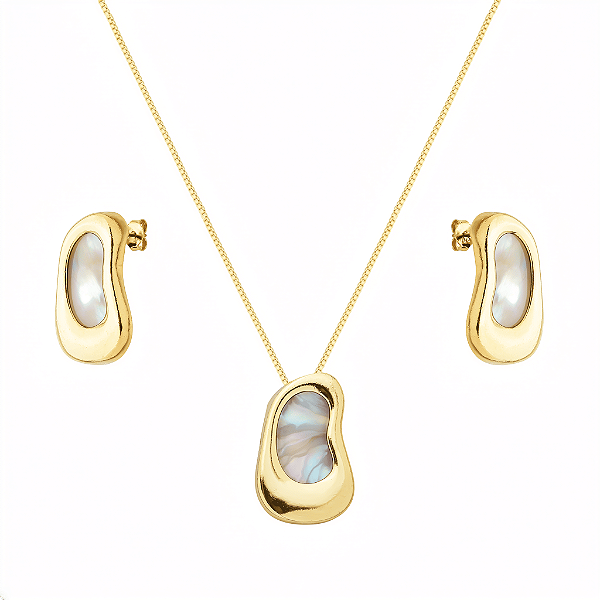 Conjunto Dourado Orgânico Madrepérola