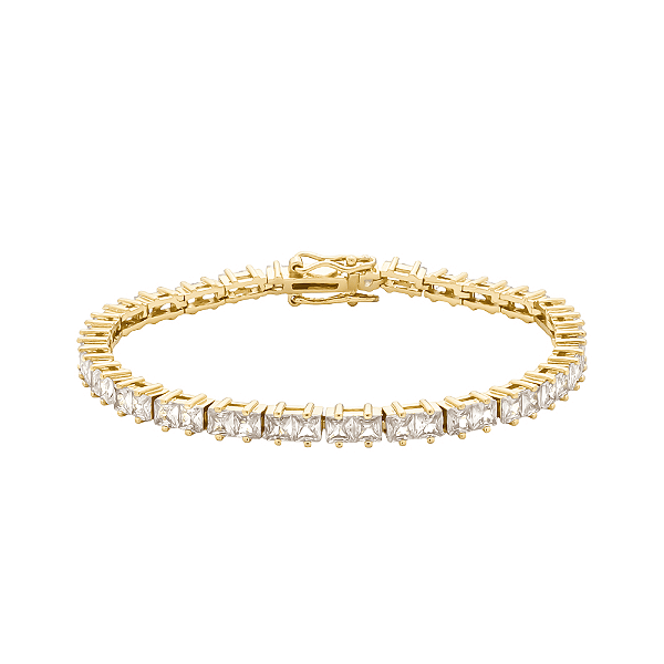 Pulseira Dourada Riviera em Zircônias
