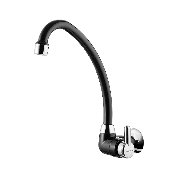 Torneira Para Cozinha De Parede Bica Móvel Preto C/ Cromado 1168 F31 Lorenzetti