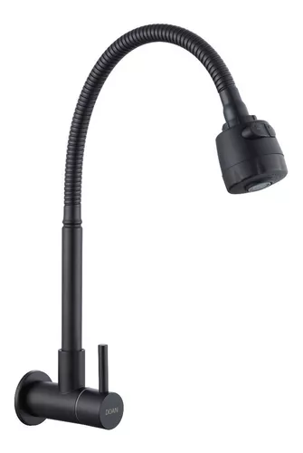 Torneira Gourmet Inox Giratória De Parede Longa Black Nox05b Doan