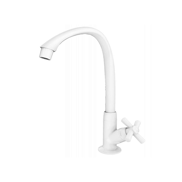 Torneira Cozinha De Mesa Bica Alta Móvel Cross 1/2 Branca Tigre